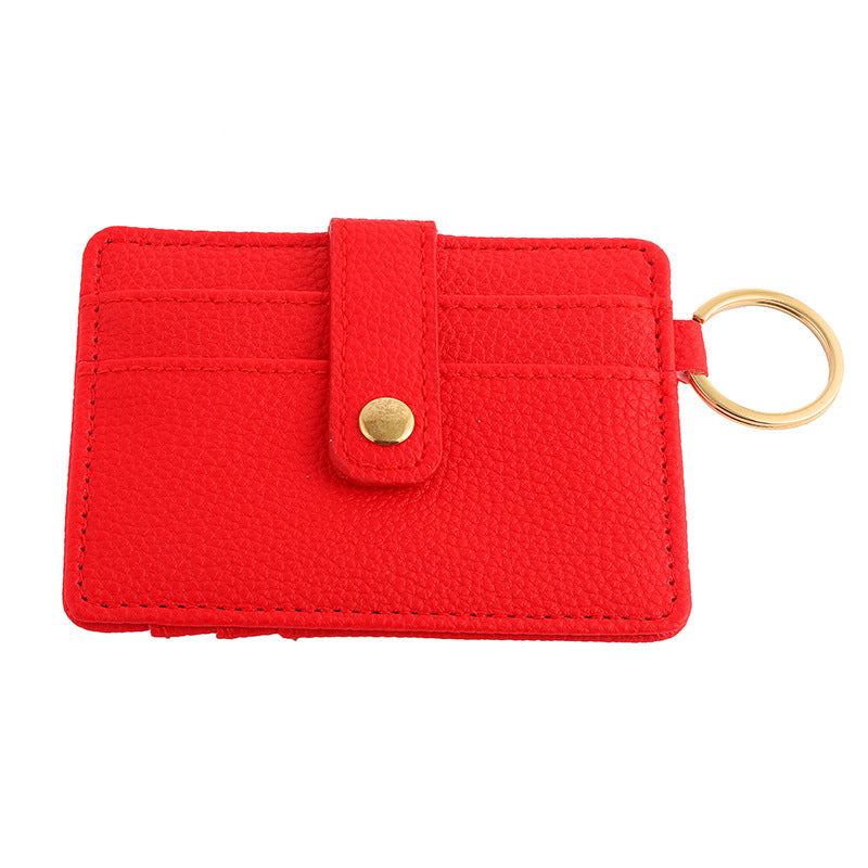 Wholesale PU Cow Pattern Solid Color Card Holder Keychain